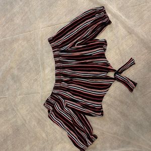Long sleeve, striped, off shoulder, crop top, light wear